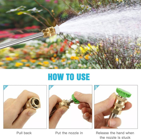 4-in-1 High Pressure Power Washer Wand - Watering Sprayer Tool with 4 Hose Nozzles - Hydro Jet Nozzle for Garden Hose, Car Washing, and Versatile ...