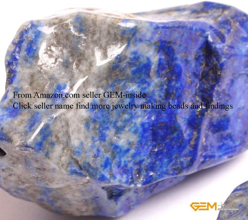 GEM-Inside Natural 25X45MM Blue Lapis Lazuli Stone 3Pcs Freeform Loose Beads for Jewelry Making Jewelry Beading Supplies for Women...