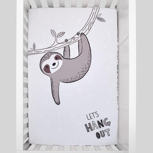 Little Love by NoJo Let's Hang Out Grey and Ivory Sloth Photo Op Fitted Mini Crib Sheet...