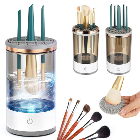 Makeup Brush Cleaner Machine, Electric Cosmetic Brush Cleaner, Makeup Brush Cleaner and Dryer for All Size Beauty Makeup Brush Set, Eyeshadow, Blu...
