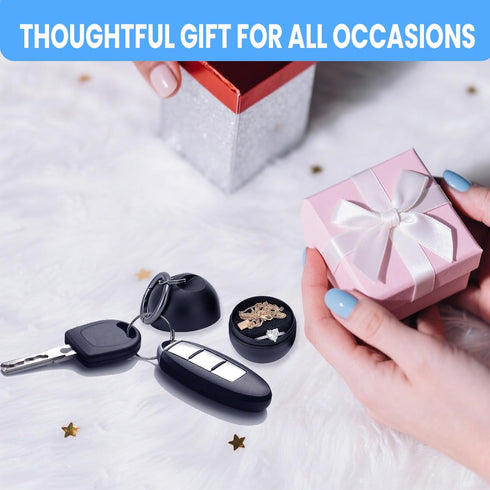 Jewelry Ring Holder Keychain,Portable Travel Sports Ring Keeper Case,Mini Small Versatile Carrying Display Storage Organizer Box With Key Chain...