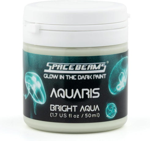 SpaceBeams Aquaris Glow in the Dark Paint (1.7 Fl Oz) Bright Aqua Glow (Light Blue/Turquoise), Non-Toxic, Water Based...