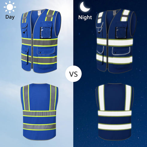 Safety Vest for Men Women 9 Pockets High Visibility Safety Vests with Reflective Strips Hi Vis Reflective Construction Work Vest,Meets ANSI/ISEA S...