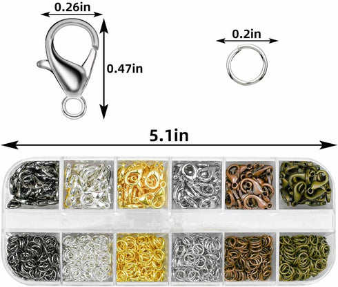Lobster Claw Clasps & Open Jump Rings for Jewelry Making Necklace Bracelet Chain Jewelry Findings Kit Silver Gold Jewelry Ring Clasp Jump Clasp Ri...