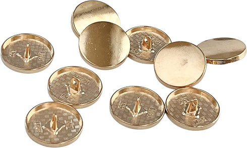 PEPPERLONELY 10PC 25mm Simple Metal Round Buttons with Shank Sew On for Clothes Dress Coat Jeans Shirt Buttons, Gold, 1 Inch...