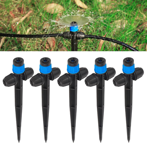Drip Irrigation Emitters Fan Shape with Stake Adjustable 360Deree Fan Sprayer with Lock Barbed Ideal for (4-7mm) Garden Hose Watering System(25Pcs...