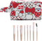 Cartoon Kitty Makeup Bag with Makeup Brush Plush Stitch Cosmetics Case 8 Pcs Cosmetic Brush Kawaii Capacity Bag for Women -1...