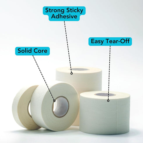 Iconikal 4-Pack White Athletic Tape, Easy Tear Sports Tape, 1.5” x 24 Feet (8 Yards) Each Roll, Extra Strong, No Sticky Residue...