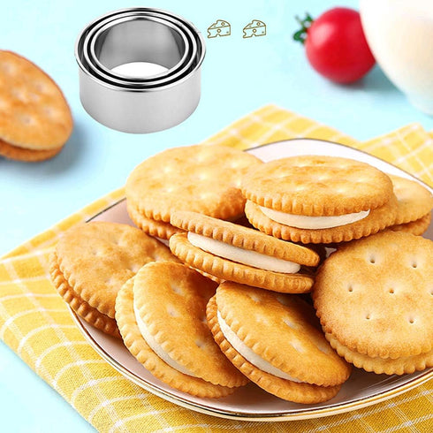 Cookie Cutters - Biscuit Cutters/Stainless Steel Dumpling Cutters/Cake Pastry Cutters/Cake Cookie Scone Cutters Molds stamps for Cooking Baking (3...
