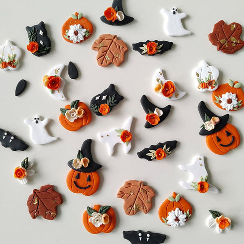 Halloween Polymer Clay Cutters - Winter Clay Cutters for Polymer Clay Jewelry, 11 Shapes Christmas Polymer Clay Molds, Pumpkin Ghost Holiday Clay ...