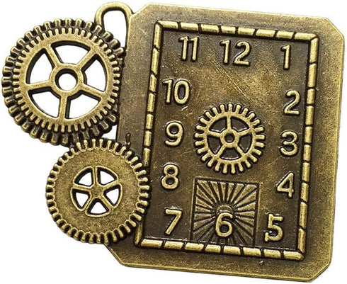 Gnognauq 100 Gram Clock Face Charm Pendant Multistyle Gears Steampunk Pendant for DIY Necklace Bracelet Jewelry Making and Crafting(Antique Bronze...