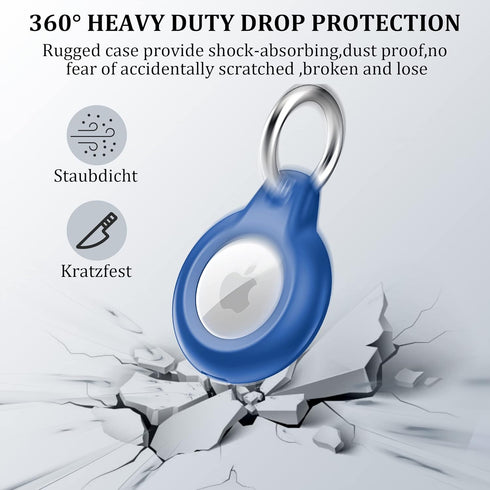 1 Pack IPX8 Waterproof Airtag Keychain with Airtag Holder Case,Full Body Shockproof,Anti-Scratch Cover Air tag for Cat,Dog,Keys,Luggage,Wallet?Blu...