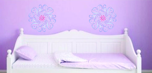 Flower Mandala Stencil, 14 x 14 inch (L) - Floral Flowers Flora Plants Wall Stencils for Painting Template...