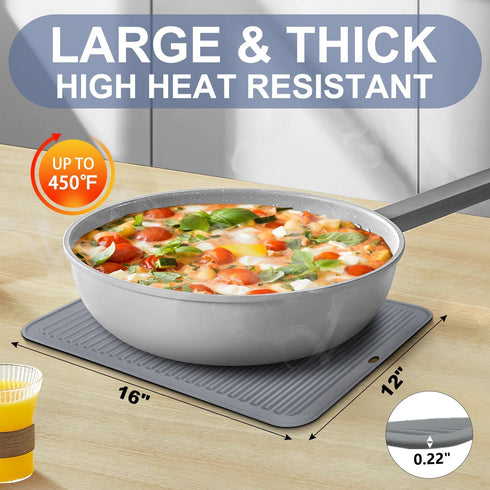 Walfos Large Silicone Trivet 16x12 Inch, Hot Pads for Kitchen, Heat Resistant Pot Holders Trivets for Hot Dishes, Hot Pots and Pans, Quartz Counte...