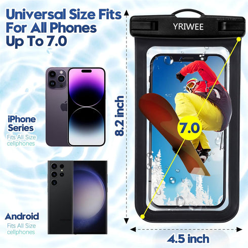 Universal Waterproof Phone Pouch, IPX8 Waterproof Phone Case Dry Bag with Lanyard for iPhone 14 13 12 11 Pro Max XR X XS SE 8 Plus Samsung S23 S22...