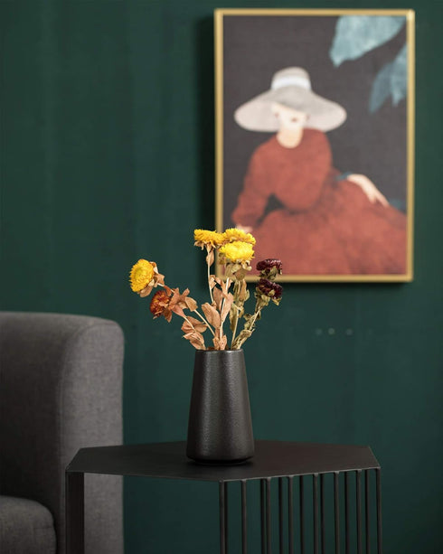 Matte Black Vase - Black Flower vase, 6" Small Simple Modern Ceramic Vases for Flower/Pampas Grass, Minimalist Farmhouse Boho Vase for Centerpiece...