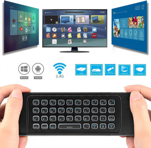 MX3 Voice Air Mouse Mini Keyboard Backlight Wireless Remote, 2.4G Multifunctional Fly Mouse with Infrared Learning for Android Smart TV Box, 3-Gyr...
