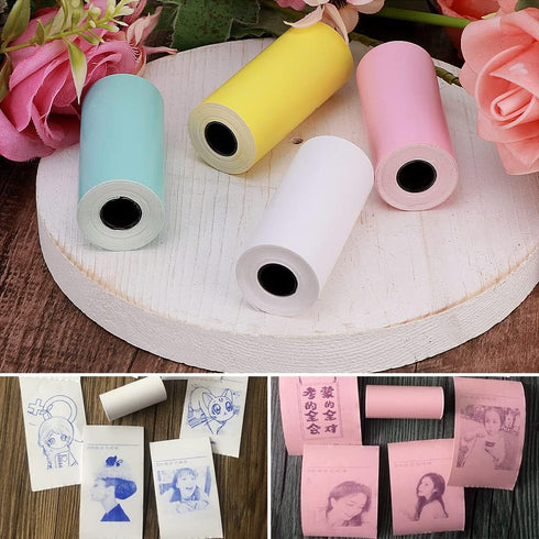 Thermal Printer Paper, 4pcs Colorful Mini Printing Paper Rolls Print Camera Paper Refill Self Adhesive Printable Sticker for Kid's Camera Favors S...
