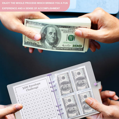 100 Envelopes Money Saving Challenge Binder,Budget Binder with Cash Envelopes and Pen,Expense Budget Sheet for Budgeting and Saving Money,Easy Way...