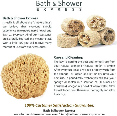Sea Wool Sponge 5-6" (Large) by Bath & Shower Express ® Natural Renewable Resource, Esponja for Exfoliating and Washing Body...