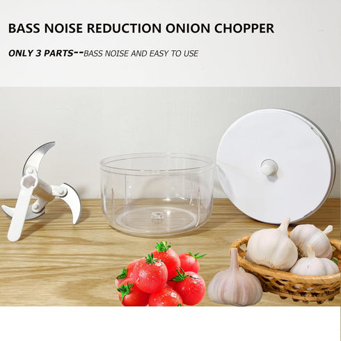 Manual Food Chopper Vegetable Chopper, ZWCEGND 550ML Garlic Mincer Hand Pull String Onion Cutter with Big Pull Ring for Veggies, Meat, Ginger, Pep...