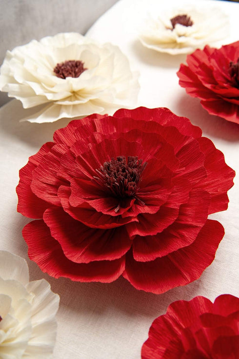Paper Flower Decorations for Wall, Flower Wall Decor for Birthday Wedding Backdrop Baby Nursery Wall Decor Baby Showers Bridal Shower (Red+White, ...