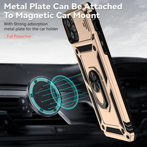 Hitaoyou iPhone 11 Pro Max Case with Camera Cover & Kickstand - Military Grade Shockproof Heavy Duty Protective Magnetic Case, Gold...