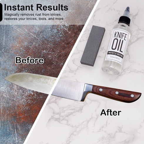 Knife Oil Rust Eraser Kit, Extra Large Rust Remover for Knives, Sword Maintenance Oil (3.4 oz) for Carbon Steel Blade, Cleaning, Protection And Lu...