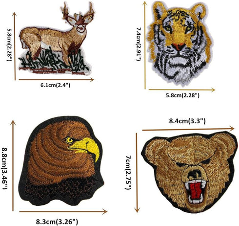 13pcs Assorted Lion Tiger Leopard Wolf Deer Eagle Embroidered Safri Animal Patches Sew Iron on Applique Badge (Assorted)...