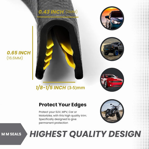 Edge Trim Black Large, Fits Edge 1/4 Inch, Length 10 Feet (3.05 Meter)...