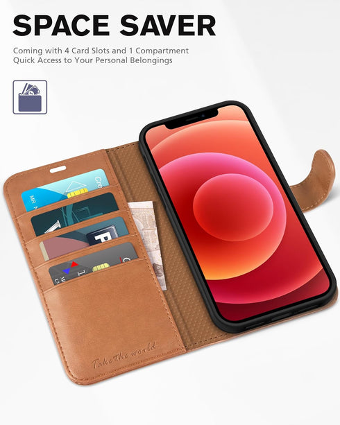 TUCCH Wallet Case for iPhone 12 Pro Max 5G, Magnetic PU Leather Stand Flip Folio Phone Cover with TPU Protective Inner Shell, RFID Blocking Card S...