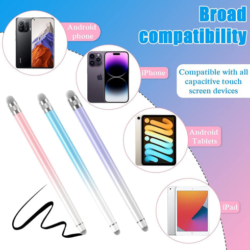 3PCS Stylus Pens for Touch Screens, Stylus Pen for iPhone/iPad/Tablet Android/Microsoft/Surface, Compatible with All Touch Screens(Purple/Pink/Blu...