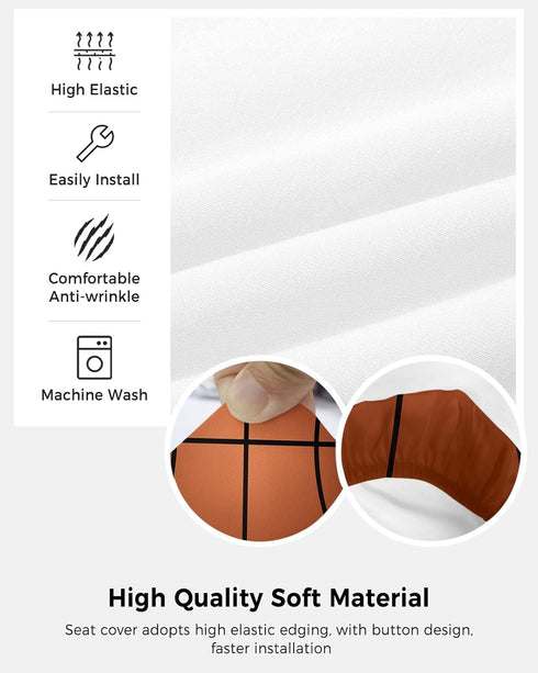 Computer Office Chair Cover,Basketball Texture Brown Washable Removable Rotating Boss Chair Slipcovers Soft Desk Chair Cover 1pcs...