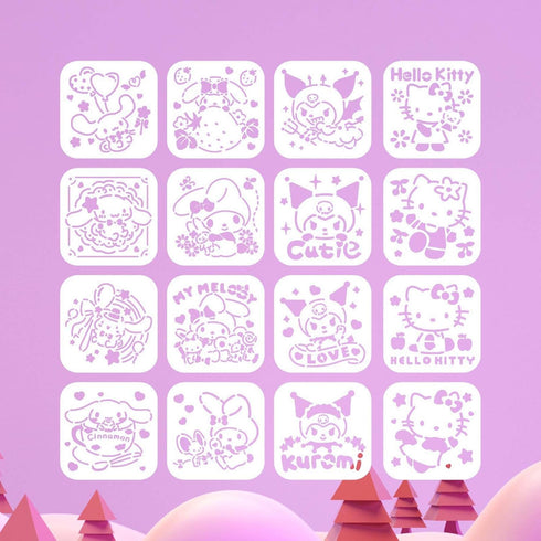 16 Pcs Drawing Stencil kit, Reusble Plastic Stencil for Painting, Paint Stencils with Kawaii Anime Shapes (3 * 3 in)...