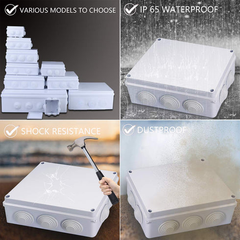 Zulkit Junction Box ABS Plastic Dustproof Waterproof IP65 Universal Electrical Boxes Project Enclosure White 7.9 x 6.1 x 3.1 inch (200 x155 x 80mm...