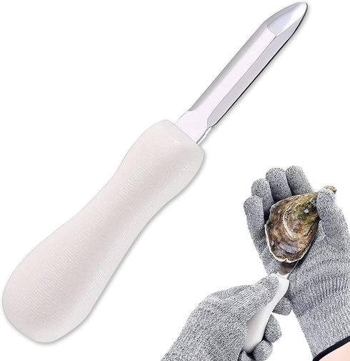 Oyster Shucking Knife,Stainless Steel Oyster Knife for Oyster Clam Scallop In Shell(White)...
