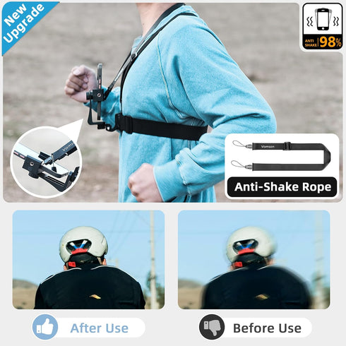 Mobile Phone Chest Mount Harness Strap Cell Phone Holder Mount for Video Recording Bike/Kayak/Fishing/Skateboard POV/VLOG for iPhone/Samsung for G...