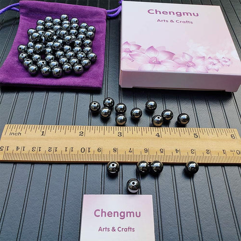 99Pcs 8mm Black Hematite Beads for Jewelry Making Natural Gemstone Round Loose Stone Spacer Beads Supplies Accessories for Bracelet Necklace with ...
