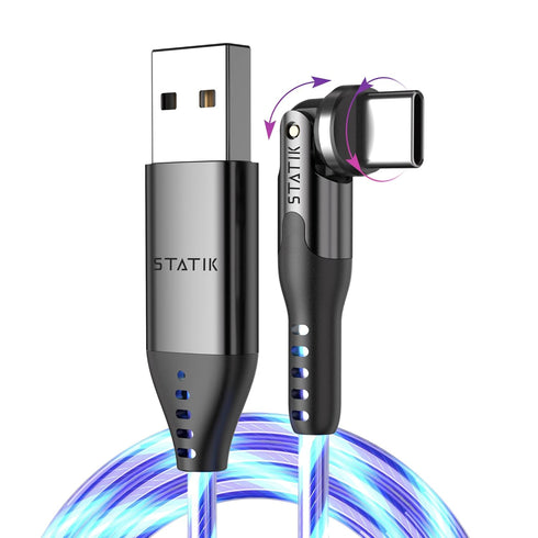 Statik PowerPivot GloBright 360 Magnetic Charging Cable, Light Up Charging Cable, Magnetic USB C Charging Cable, LED Charging Cable, Magnetic Char...