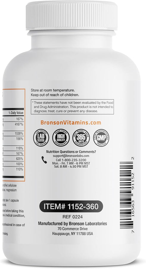 Bronson Vitamin B Complex with Vitamin C - Immune Health, Energy Support & Nervous System Support - Non-GMO, 360 Vegetarian Capsules...