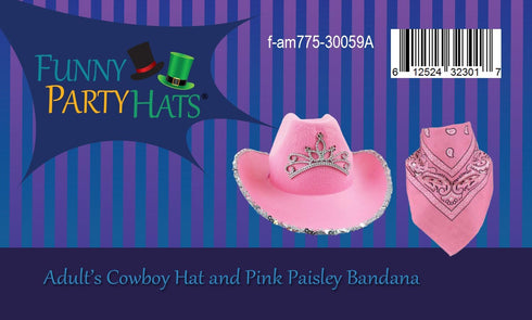 Funny Party Hats Cowboy Hat for Adults - Felt Cowboy Hats w/Paisley Bandana...