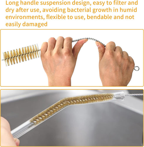 7pcs Brass Wire Tube Brushes Bottle Brush Set,11Inch Long Wire Brushes for Cleaning,Wire Pipe Cleaner Bore Brush Cleaning for Tubes,Bottle,Keyboar...