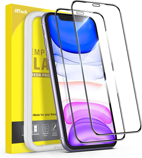 JETech Shatterproof Screen Protector for iPhone 11/iPhone XR 6.1-Inch, Full Coverage Military Grade Diamond Hard Tempered Glass Film with Easy Ins...
