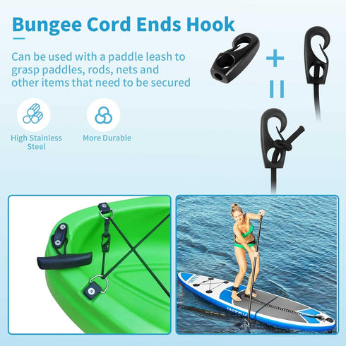 Deck Rigging Kit Accessory - 19.7 FT Bungee Cord with Deck Loops Tie Down Pad Eyes and J - Hooks and Bungee Cord Hook Screws & Rivets for Kayaks C...