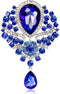Wedding Bridal Big Crystal Rhinestone Bouquet Brooch Pin for Women (Navy Blue)...