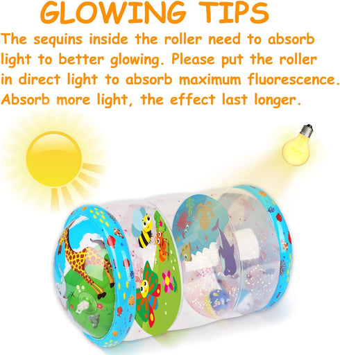 Crawling & Walking Baby Toys 0-6 6 to 12 Months Glowing Jumbo Inflatable Rolling Infant Toys 8 9 12-18 Month Old Sensory Toys for toddler 1-3 Deve...