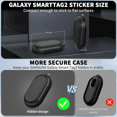 2 Pack Adhesive Case for Samsung Galaxy SmartTag2 with 3M Adhesive Sticker Hidden Full Protective Silicone Case Anti-Lost Scratch Resistant Protec...
