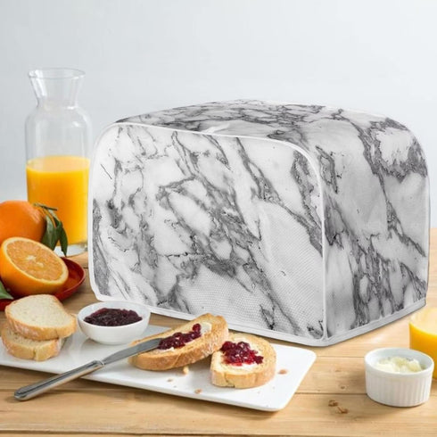 White Marble Pattern Toaster Cover 4 Slices, Dust Proof Cover for Kitchen Small Appliance Toaster Protector Cover Woman Kitchen Accessories, M...