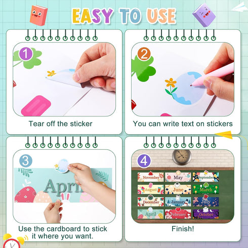 24 Pcs Holiday Monthly Headliners Set 12 Months of The Year Headers Monthly Bulletin Board Borders Seasonal Monthly Headers with 12 Holiday Sticke...