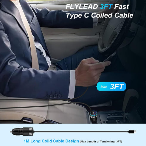 48W Super Fast Samsung Car Charger USB C Rapid Android Car Adapter with 30W Built-in Type C Fast Charging Cable for Samsung Galaxy S24 S23 Ultra S...